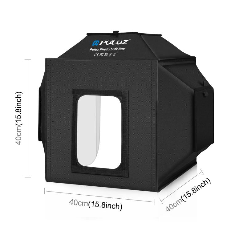 PULUZ 40cm Folding 72W 5500K Studio Shooting Tent Soft Box Photography Lighting Kit with 4 Colors (Black, Orange, White, Green) Backdrops(EU Plug)