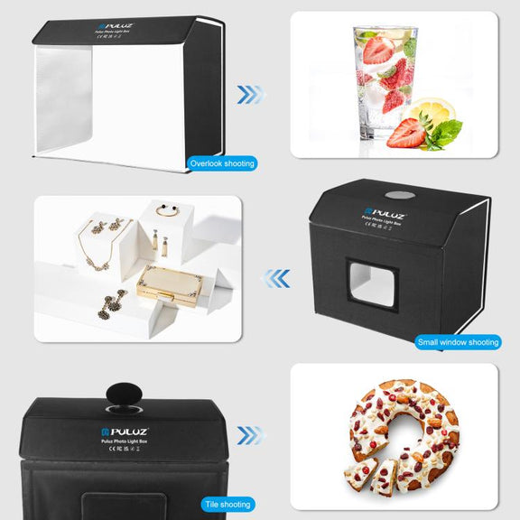 PULUZ Photo Studio Light Box Portable 60 x 40cm Cuboid Photography Studio Tent Kit with 4 Color Backdrops (EU Plug)