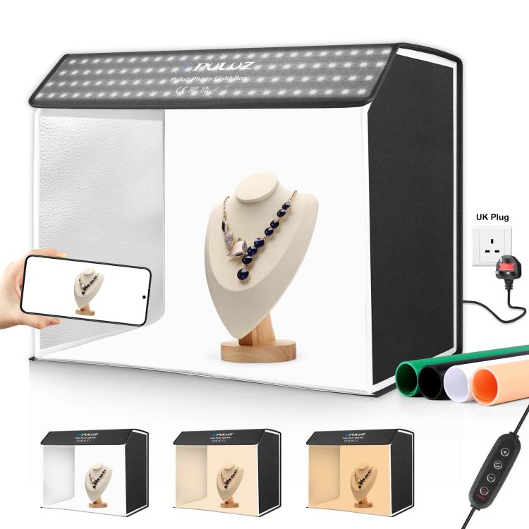 PULUZ Photo Studio Light Box Portable 60 x 40cm Cuboid Photography Studio Tent Kit with 4 Color Backdrops (UK Plug)