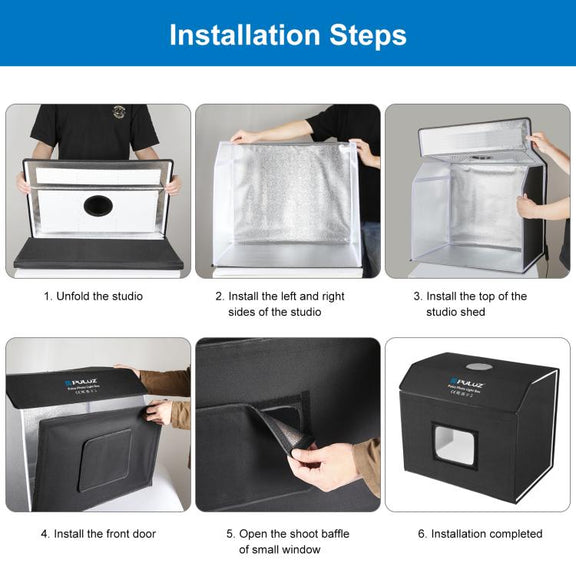 PULUZ Photo Studio Light Box Portable 60 x 40cm Cuboid Photography Studio Tent Kit with 4 Color Backdrops (UK Plug)