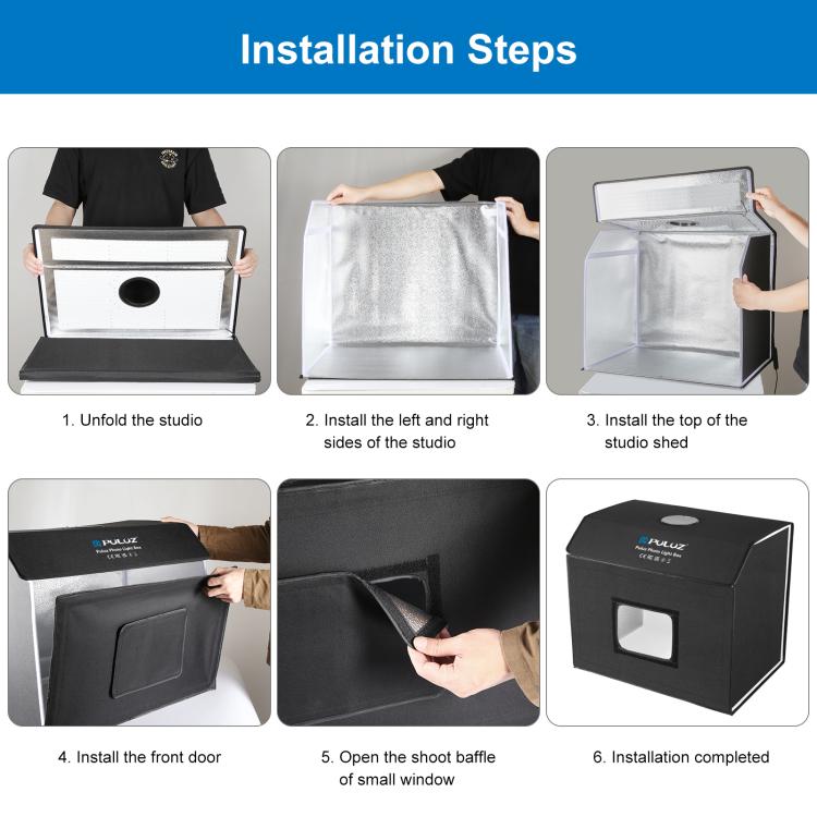 PULUZ Photo Studio Light Box Portable 60 x 40cm Cuboid Photography Studio Tent Kit with 4 Color Backdrops (UK Plug)