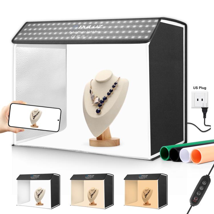 PULUZ Photo Studio Light Box Portable 60 x 40cm Cuboid Photography Studio Tent Kit with 4 Color Backdrops (US Plug)