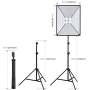 PULUZ 50x70cm Studio Softbox + 2m Tripod Mount + 4 x E27 20W 5700K White Light LED Light Bulb Photography Lighting Kit(US Plug)