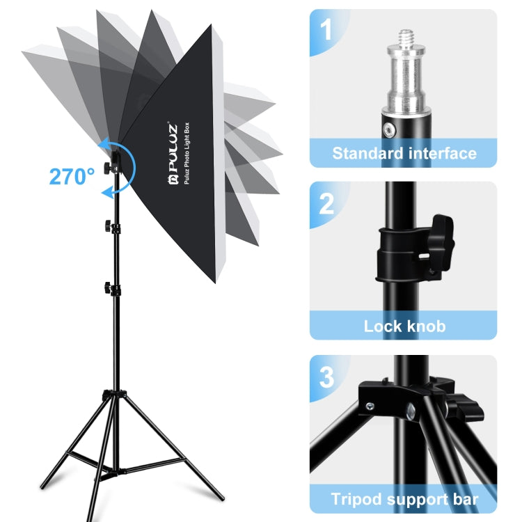 PULUZ 50x70cm Studio Softbox + 2m Tripod Mount + 4 x E27 20W 5700K White Light LED Light Bulb Photography Lighting Kit(US Plug)