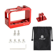PULUZ Aluminum alloy Frame Mount Protective Case Cage with Cold Shoe Base Slot & Tripod Base Adapter for Insta360 One R(Red)