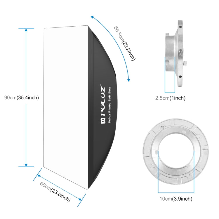 PULUZ Rectangle Speedlite Softbox Bowens Mount Diffuser
