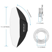 PULUZ 95cm Speedlite Flash Octagon Parabolic Softbox Bowens Mount Diffuser