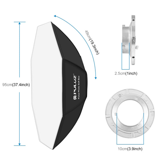 PULUZ 95cm Speedlite Flash Octagon Parabolic Softbox Bowens Mount Diffuser