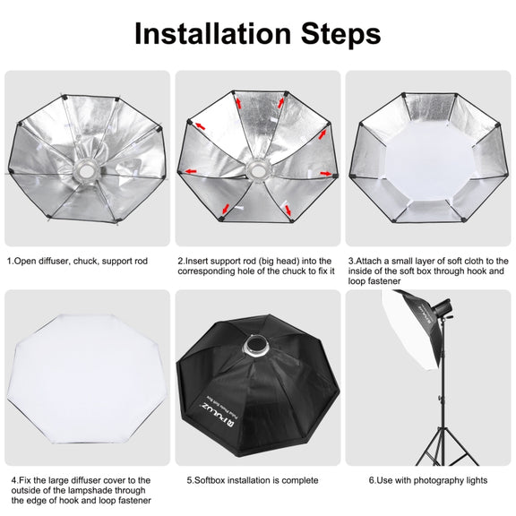 PULUZ 95cm Speedlite Flash Octagon Parabolic Softbox Bowens Mount Diffuser