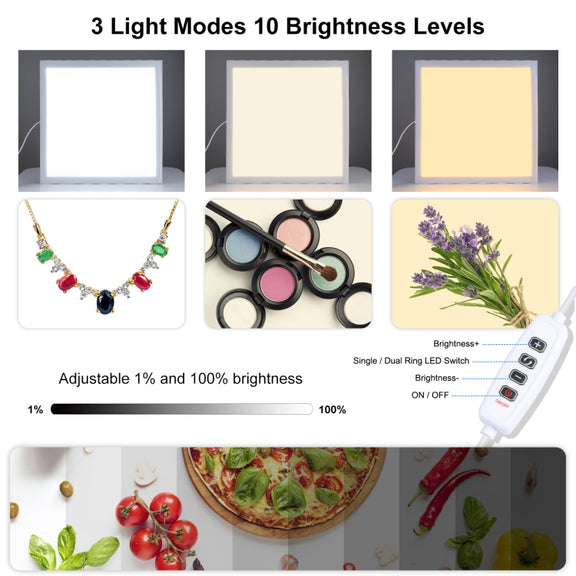 PULUZ 1000LM LED Acrylic No Polar Dimming Shadowless Light Pad with Switch for 40cm Photo Studio Box(EU Plug)