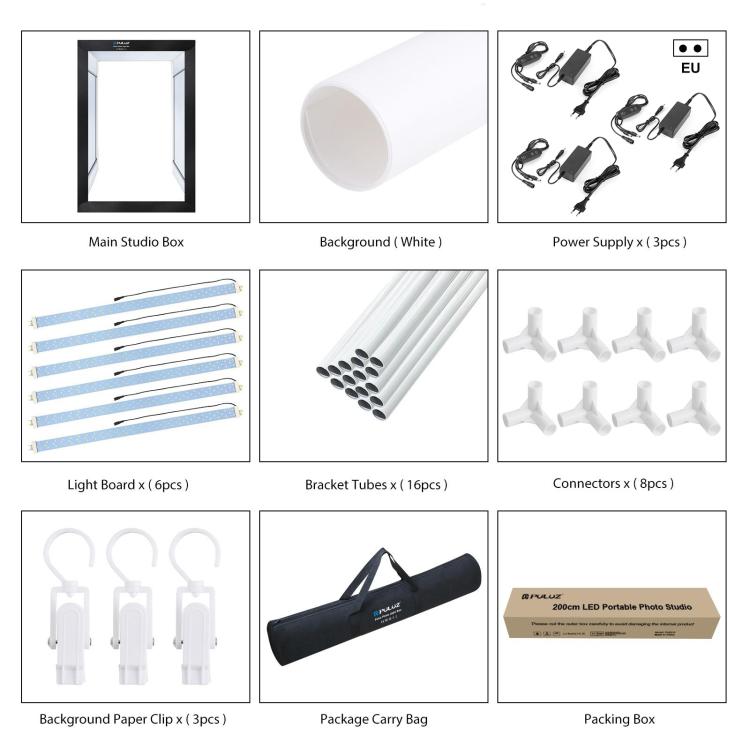 PULUZ 2m 240W 5500K Photo Light Studio Box Kit for Clothes / Adult Model Portrait(EU Plug)