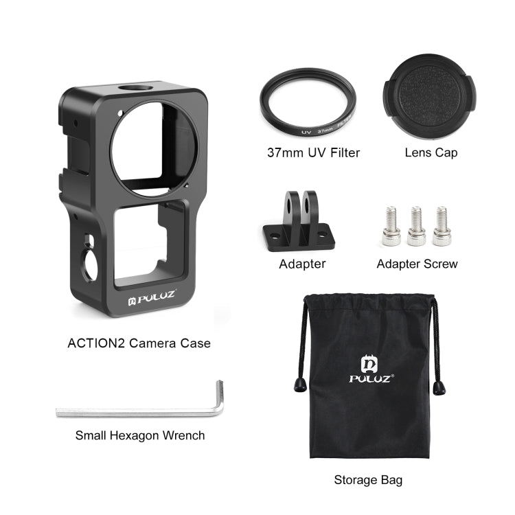PULUZ CNC Aluminum Alloy Cage for DJI Action 2(Black)