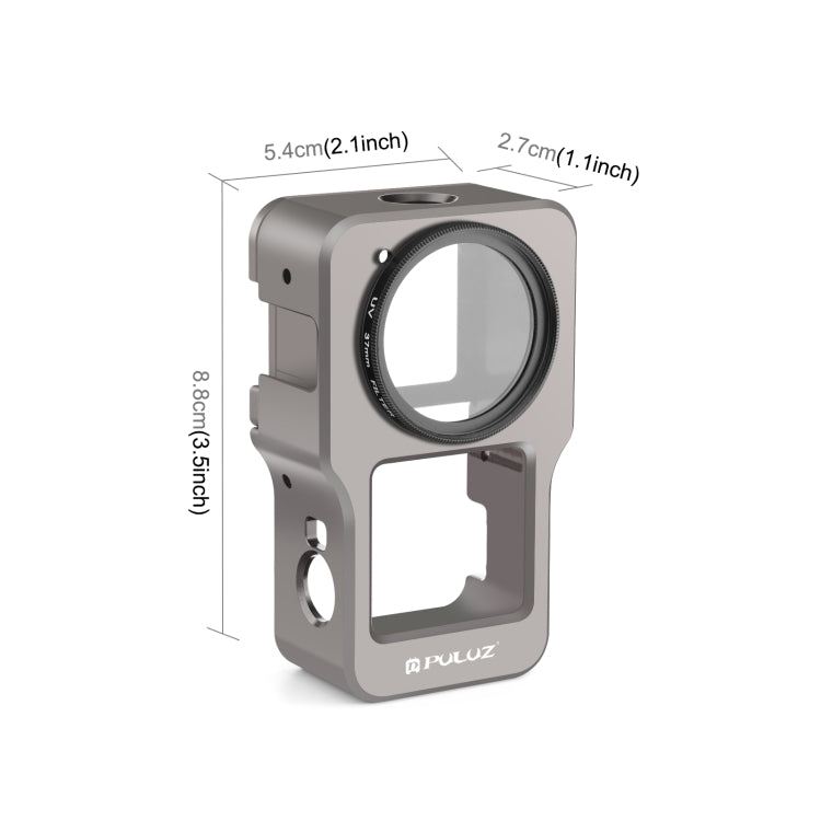 PULUZ CNC Aluminum Alloy Cage for DJI Action 2(Titanium Color)
