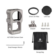 PULUZ CNC Aluminum Alloy Cage for DJI Action 2(Titanium Color)