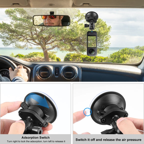 PULUZ 1/4 inch Magic Arm Suction Cup Mount (Black)