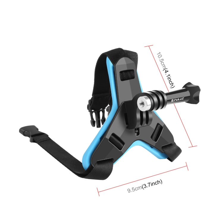 PULUZ Motorcycle Helmet Chin Strap Mount for GoPro, DJI Osmo Action and Other Action Cameras(Blue)