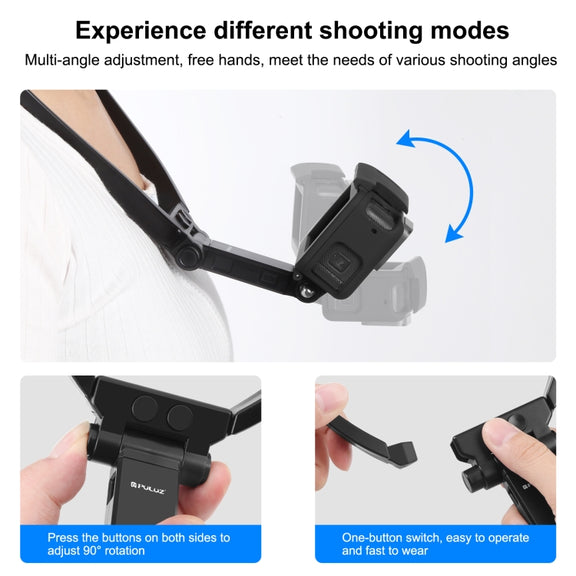 PULUZ Lazy Adjustable Neck Bracket for GoPro Action Camera Smartphones (Black)