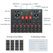 PULUZ Live Broadcasting Sound Card Bluetooth Karaoke Singing Recording Sound Mixer for Mobile Phone / Computer / Laptop / Tablet PC, Chinese Version(Black)
