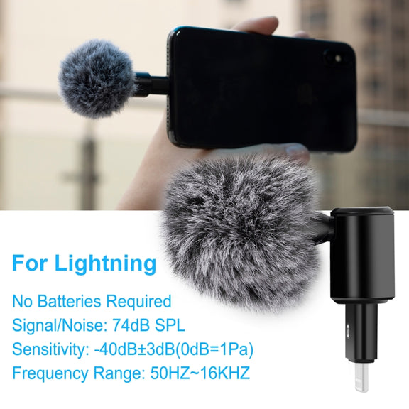 PULUZ 8PIN Jack Mobile Phone Omnidirectional Condenser Adjustable Microphone(Black)