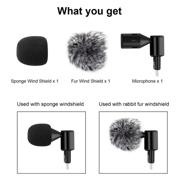 PULUZ 8PIN Jack Mobile Phone Omnidirectional Condenser Adjustable Microphone(Black)