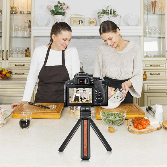 PULUZ Inlaid Wood Desktop Vlogging Live Tripod Holder with Tripod Head (Black)