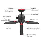 PULUZ Mini VLOG Live Stabilizer Stand Tripod with Phone Clamp for Smartphones (Red)
