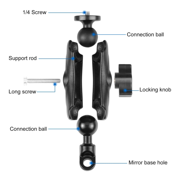 PULUZ Motorcycle Holder Mirror Base Hole Fixed Mount for GoPro and Other Action Cameras(Black)