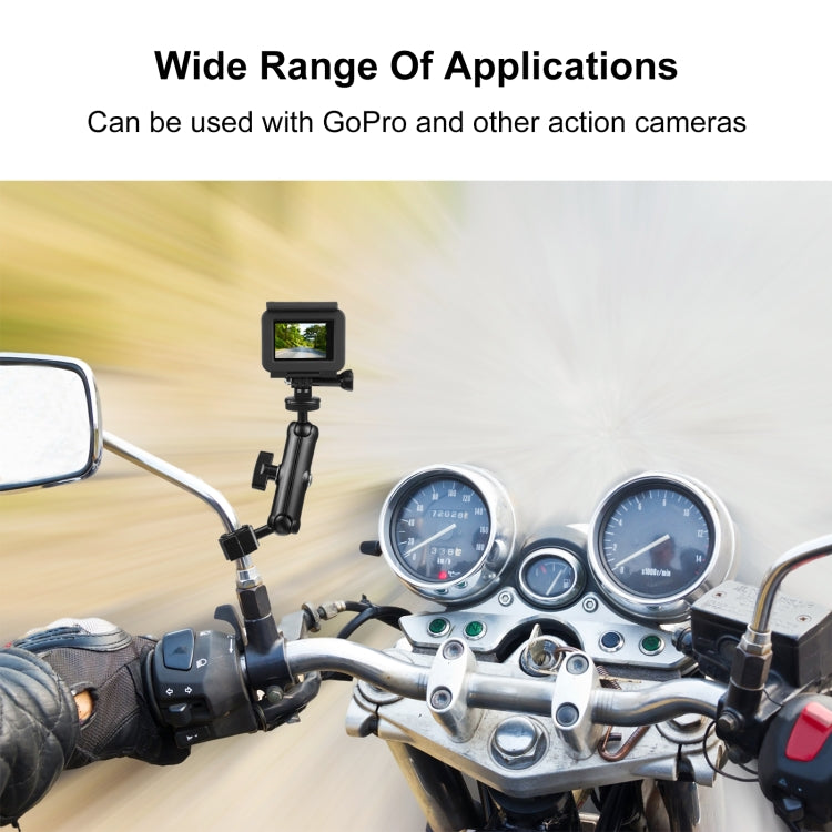 PULUZ Motorcycle Holder Rearview Mirror Fixed Mount for GoPro and Other Action Cameras (Black)