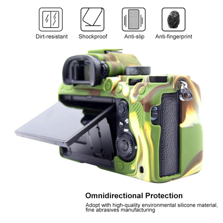PULUZ Soft Silicone Protective Case for Sony A9 (ILCE-9) / A7 III/ A7R  III(Camouflage)