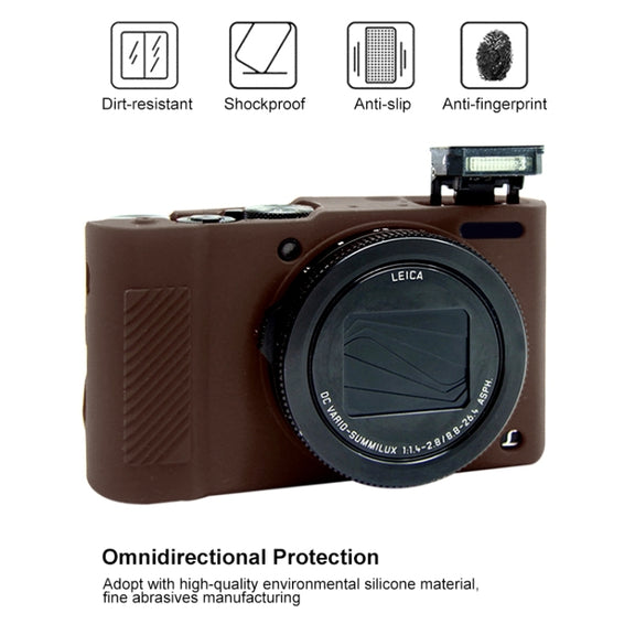 PULUZ Soft Silicone Protective Case for Panasonic Lumix  LX10(Coffee)
