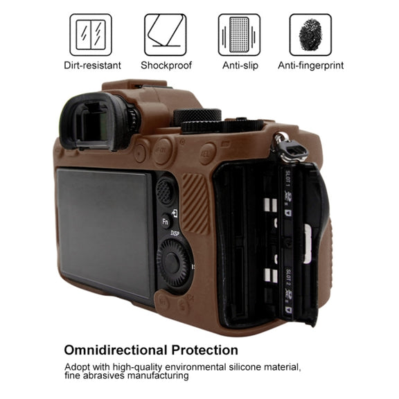 PULUZ Soft Silicone Protective Case for Sony ILCE-9M2/ Alpha 9 II / A92(Coffee)