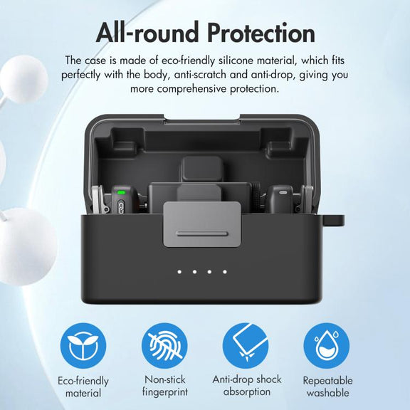 For DJI Mic Mini PULUZ Charging Case Silicone Scratch-proof Protective Cover (Black)