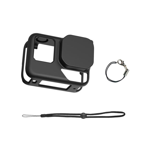 For Insta360 Ace Pro 2 PULUZ Body Silicone Protective Case with Lens Cap & Strap (Black)