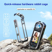 For Insta360 X5 PULUZ Aluminum Alloy Protective Cage Rig Expand Cold Shoe Housing Frame (Grey)