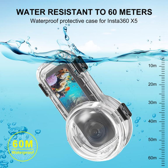 For Insta360 X5 PULUZ Quick Release 60m Water-resistant Sealed Diving Case (Transparent)