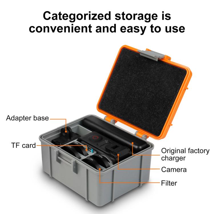 For DJI Osmo Action 5 Pro / 4 / 3 PULUZ Water-resistant Hard Carrying Suitcase Outdoor Protective Storage Box (Orange)
