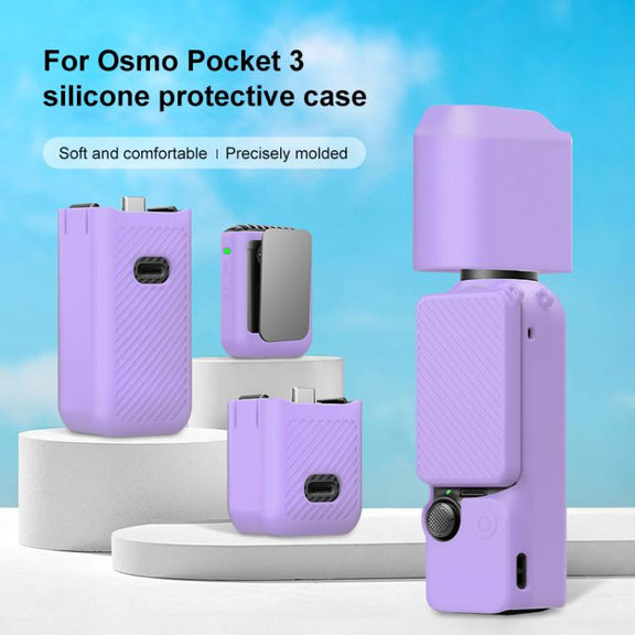 For DJI OSMO Pocket 3 PULUZ 6 in 1 Body Lens Handle Screen Mic Silicone TPU Cover (Purple)