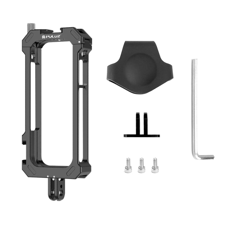 For Insta360 X3 PULUZ Metal Protective Cage Rig Housing Frame with Expand Cold Shoe Base & Tripod Adapter(Black)