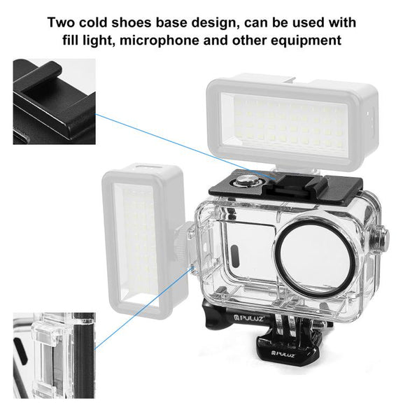 For DJI Osmo Action 5 Pro / 3 / 4 PULUZ 60m Underwater Water-resistant Housing Diving Case with Cold Shoe & Buckle Basic Mount & Screw