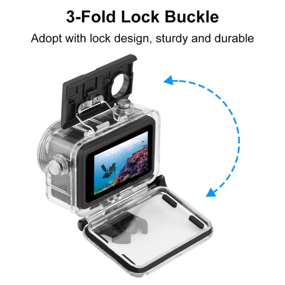 For DJI Osmo Action 5 Pro / 3 / 4 PULUZ 60m Underwater Water-resistant Housing Diving Case with Cold Shoe & Buckle Basic Mount & Screw