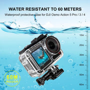 For DJI Osmo Action 5 Pro / 3 / 4 PULUZ 60m Underwater Water-resistant Housing Diving Case with Cold Shoe & Buckle Basic Mount & Screw
