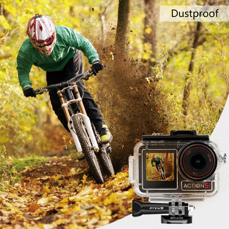 For DJI Osmo Action 5 Pro / 3 / 4 PULUZ 60m Underwater Water-resistant Housing Diving Case with Cold Shoe & Buckle Basic Mount & Screw