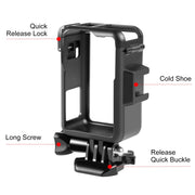 For DJI Osmo Action Pro 5 / 4 / 3 PULUZ Vertical Plastic Protective Frame Cage with Cold Shoes (Black)