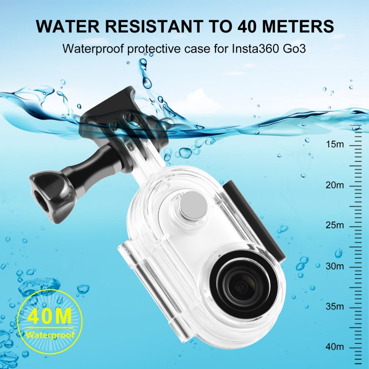 For Insta360 GO 3 / GO 3S PULUZ 40m Underwater Water-resistant Housing Case with Base Adapter & Screw (Transparent)