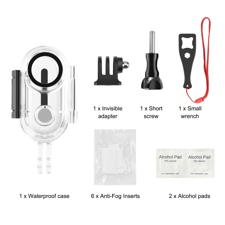 For Insta360 GO 3 / GO 3S PULUZ 40m Underwater Water-resistant Housing Case with Base Adapter & Screw (Transparent)