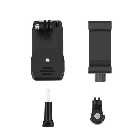 PULUZ 4 in 1 360 Degree Rotating Backpack Hat QR Clip Rec-mounts with Phone Clamp Kit