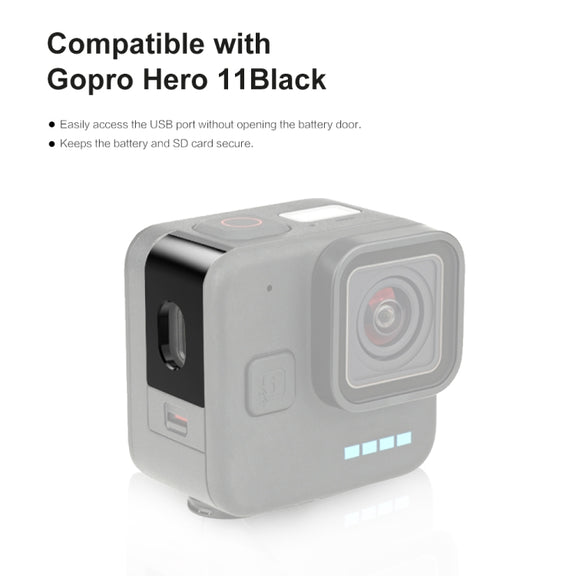 For GoPro Hero11 Black Mini PULUZ Metal Battery Side Interface Cover (Black)