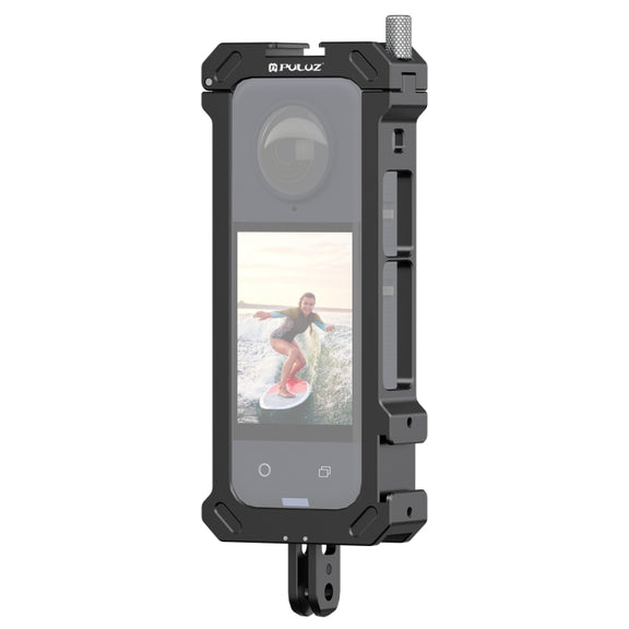 For Insta360 X4 PULUZ Metal Protective Cage Rig Housing Frame with Expand Cold Shoe Base & Tripod Adapter (Black)
