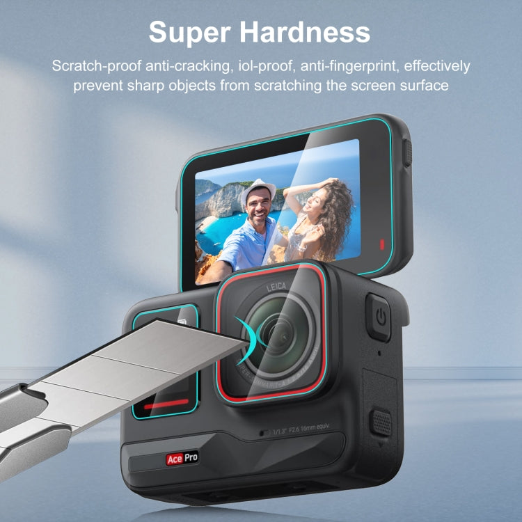 For Insta360 Ace Pro PULUZ 3 in 1 Rear & Front  Screen + Lens Tempered Glass Film (Transparent)