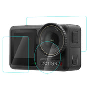 For DJI Osmo Action 4 PULUZ 3-in-1 Lens Front and Back Screen Tempered Glass Explosion-proof Film (Transparent)